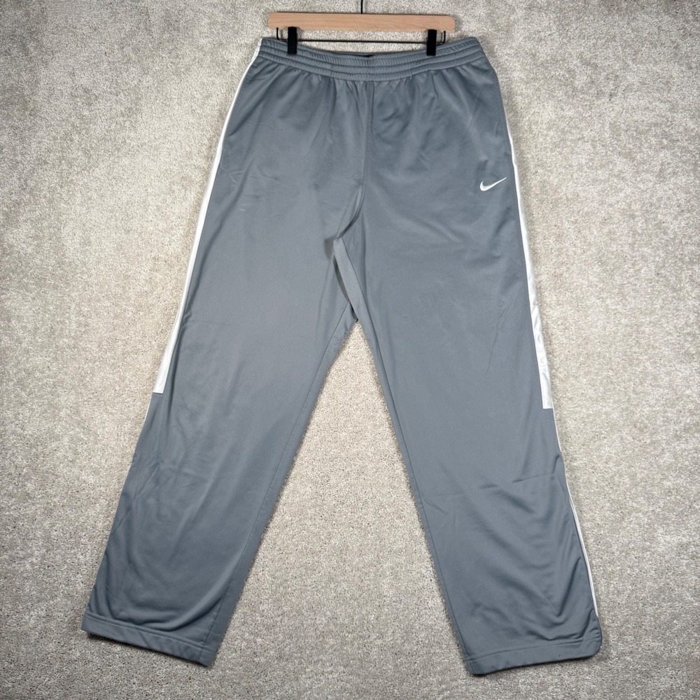 Nike Mens Large Gray Track Pants Athletic Basketball Warm Up Pants‎ Stripe